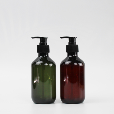 Transparentes leeres HAUSTIER Hersteller-Wholesale Brown Grays 300ml Plastikshampoo-Flasche mit Pumpen-Kappe